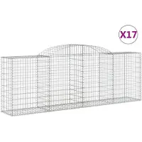 vidaXL Gabionen met boogvorm, 17 stuks, 300x50x100/120 cm, verzinkt staal