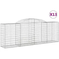 vidaXL Gabionen met boogvorm, 13 stuks, 300x50x100/120 cm, verzinkt staal