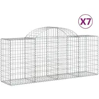 vidaXL Gabionen met boogvorm, 7 stuks, 200x50x80/100 cm, verzinkt staal