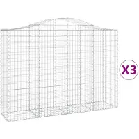 vidaXL Gabionen met boogvorm, 3 stuks, 200x50x140/160 cm, verzinkt staal