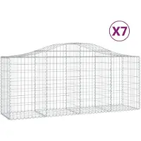 vidaXL Gabionen met boogvorm, 7 stuks, 200x50x80/100 cm, verzinkt staal