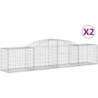 vidaXL Gabionen met boogvorm, 2 stuks, 300x50x60/80 cm, verzinkt staal