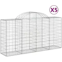 vidaXL Gabionen met boogvorm, 5 stuks, 200x50x100/120 cm, verzinkt staal