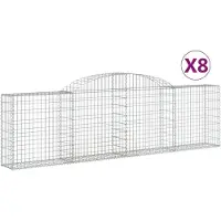 vidaXL Gabionen met boogvorm, 8 stuks, 300x30x80/100 cm, verzinkt staal