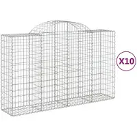 vidaXL Gabionen met boogvorm, 10 stuks, 200x50x120/140 cm, verzinkt staal