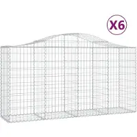 vidaXL Gabionen met boogvorm, 6 stuks, 200x50x100/120 cm, verzinkt staal