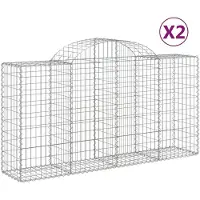 vidaXL Gabionen met boogvorm, 2 stuks, 200x50x100/120 cm, verzinkt staal