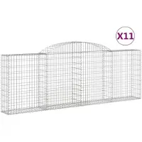 vidaXL Gabionen met boogvorm, 11 stuks, 300x30x100/120 cm, verzinkt staal