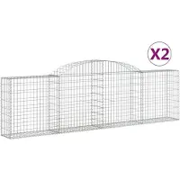 vidaXL Gabionen met boogvorm, 2 stuks, 300x30x80/100 cm, verzinkt staal