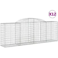vidaXL Gabionen met boogvorm, 12 stuks, 300x50x100/120 cm, verzinkt staal