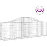vidaXL Gabionen met boogvorm, 10 stuks, 200x30x60/80 cm, verzinkt staal