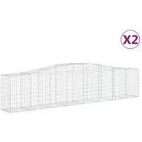 vidaXL Gabionen met boogvorm, 2 stuks, 400x50x80/100cm, verzinkt staal