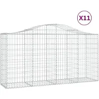 vidaXL Gabionen met hoge boog, 11 stuks, 200x50x100/120 cm, verzinkt staal