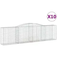 vidaXL Gabionen met boogvorm, 10 stuks, 400x50x100/120 cm, verzinkt staal