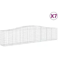vidaXL Gabionen met boogvorm, 7 stuks, 400x50x80/100 cm, verzinkt staal