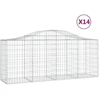 vidaXL Gabionen met boogvorm, 14 stuks, 200x50x80/100 cm, verzinkt staal