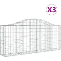 vidaXL Schanskorven 3 st gewelfd 200x30x80/100 cm gegalvaniseerd ijzer