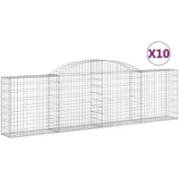 vidaXL Gabionen met boogvorm, 10 stuks, 300x30x80/100 cm, verzinkt staal