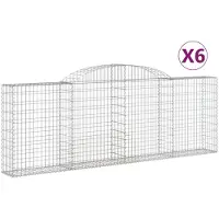 vidaXL Gabionen met boogvorm, 6 stuks, 300x30x100/120 cm, verzinkt staal