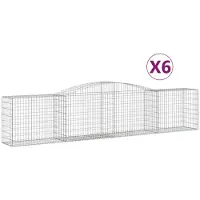 vidaXL Gabionen met boogvorm, 6 stuks, 400x50x80/100 cm, verzinkt staal