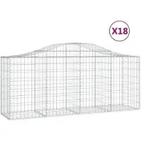 vidaXL Gabionen met boogvorm, 18 stuks, 200x50x80/100 cm, verzinkt staal