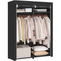 Acaza Kledingkast - Kledingkasten Slaapkamer - Garderobekast - 174 x 140 x 43 cm - Opvouwbaar - Stof met Metaal - Stof met Metaal - Zwart