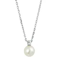 The Jewelry Collection Zilver Gerhodineerde Collier parel 1 1318368