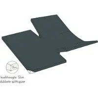 Kayori Dubbele Split Topper Hoeslaken Shizu Antracite (Percal)-160 x 200 cm