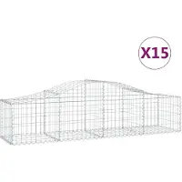 vidaXL Schanskorven 15 st gewelfd 200x50x40/60 cm gegalvaniseerd ijzer
