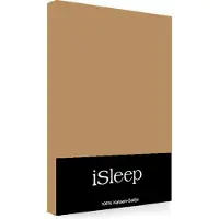ISleep Satijn-Katoen Hoeslaken - Litsjumeaux - 180x220+40 cm - Mocca