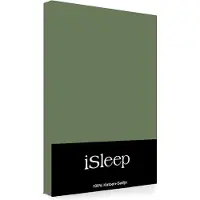 ISleep Satijn-Katoen Hoeslaken - Eenpersoons - 90x200+30 cm - Groen