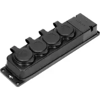 Medel - Gummi Stekkerdoos - 4 Uitgangen - IP44 - Zwart