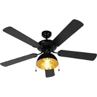 QAZQA Plafondventilator zwart met beige 130cm met trekschakelaar - Mistral Magna