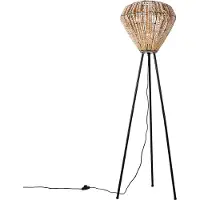 QAZQA Oosterse vloerlamp beige met kralen - Moti