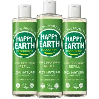 Happy Earth 3x 100% Natuurlijke Deo Spray Navulling Cucumber Matcha 300 Ml