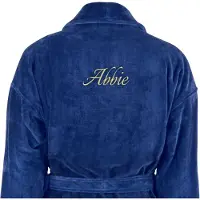 Yoursurprise Dames badjas borduren - Donkerblauw - L/XL