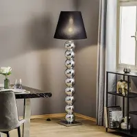 Argon Vloerlamp Fulda, zwart, Woon-/ Eetkamer, Textiel / Stof / Zijde, vloerlamp