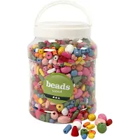 Creativ Company Houten kralen, 5-28 mm, gesorteerde kleuren, 1 kg, 2 liter