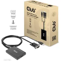 Club 3D CAC-1720 HDMI / USB / VGA Adapter [2x VGA-stekker, USB-stekker - 1x HDMI-bus] Zwart Met USB, Schroefbaar, Vergulde steekcontacten 0.6 m