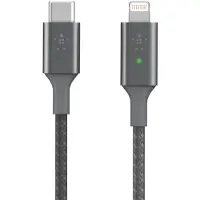 Belkin Smart LED USB-C naar Lightning, Lightning, USB-C, Grijs, Recht, Recht, Aluminium