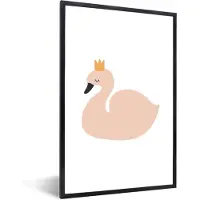 PosterMonkey Fotolijst incl. Poster - Zwaan - Kroon - Pastel - Kinderen - 80x120 cm - Posterlijst