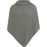 Knit Factory Coco Gebreide Poncho - Met ronde kraag - Dames Poncho - Gebreide mantel - Groene winter poncho - Urban Green - One Size