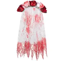 Boland tiara horror bride dames 58 cm polyester wit/rood