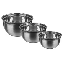 Secret De Gourmet Set van 3x stuks beslagkommen/mengkommen RVS 4,5L/2,5L/1L met antislip - Mengkommen