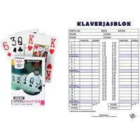Engelhart Scoreblok Klaverjassen spel 50 vellen met 2 pakjes speelkaarten - Kaartspel