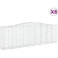 vidaXL Gabionen met boogvorm, 8 stuks, 400x50x120/140 cm, verzinkt staal
