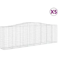 vidaXL Gabionen met boogvorm, 5 stuks, 400x50x120/140 cm, verzinkt staal