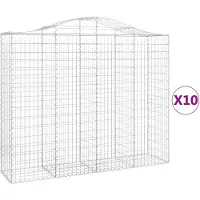 vidaXL Gabionen met boogvorm, 10 stuks, 200x50x160/180 cm, verzinkt staal