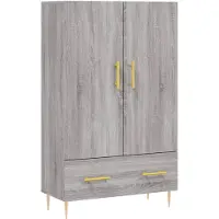 vidaXL Hoge kast 69,5x31x115 cm bewerkt hout grijs sonoma eikenkleurig