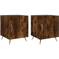 vidaXL Nachtkastjes 2 st 40x40x50 cm bewerkt hout gerookt eikenkleurig